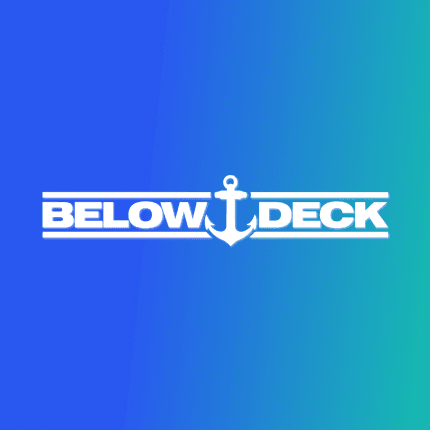 Below Deck logo with anchor icon on blue-teal gradient.
