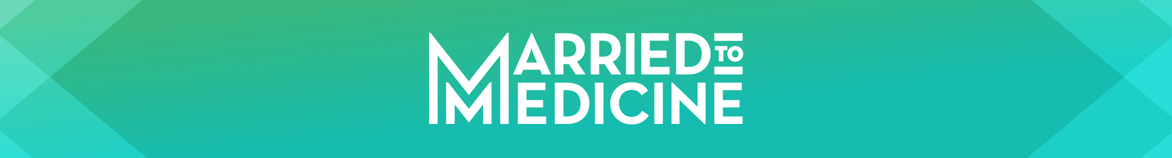 Shop Married To Medicine Logo on turquoise gradient background header 