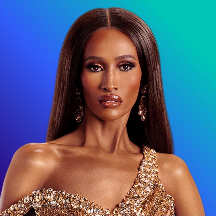 Headshot of Chanel Ayan on blue to green gradient background