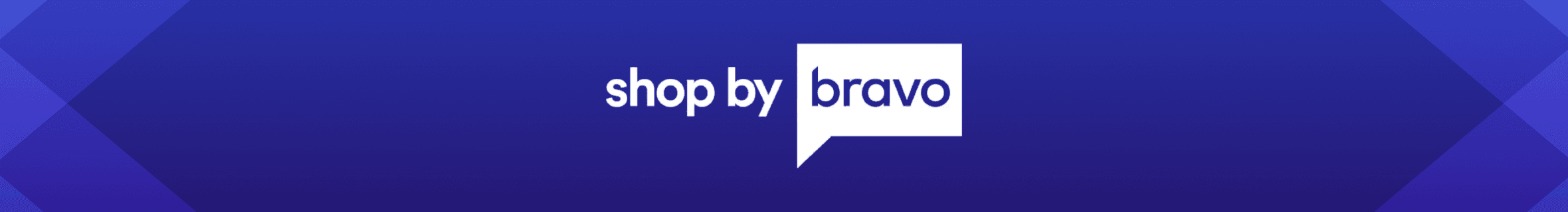 Shop by Bravo Logo on Navy Gradient Background Header