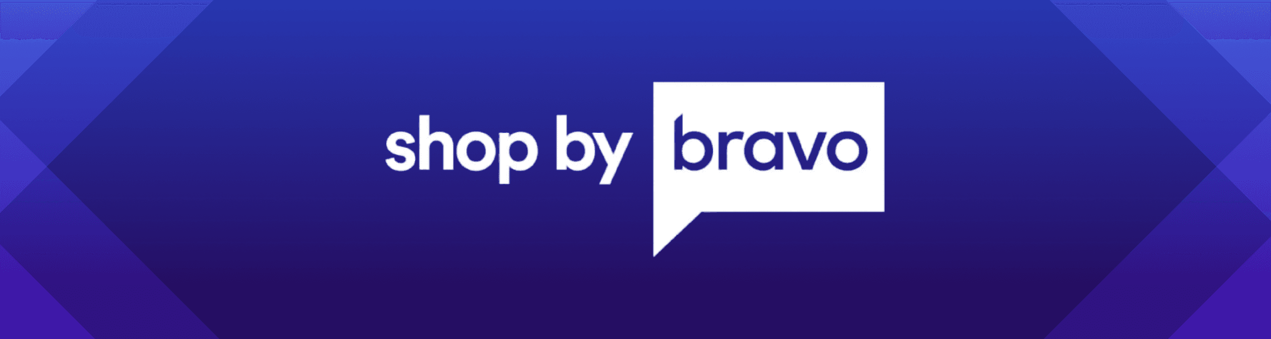 Shop by Bravo Logo on Navy Gradient Background Header