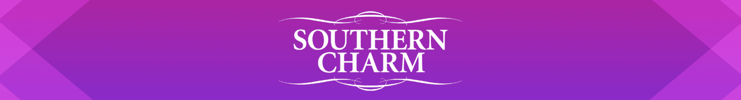 Shop Southern Charm Logo on magenta gradient background header