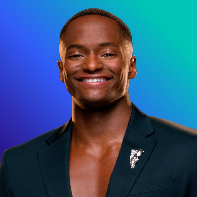 Headshot of Bradley Carter on blue to green gradient background