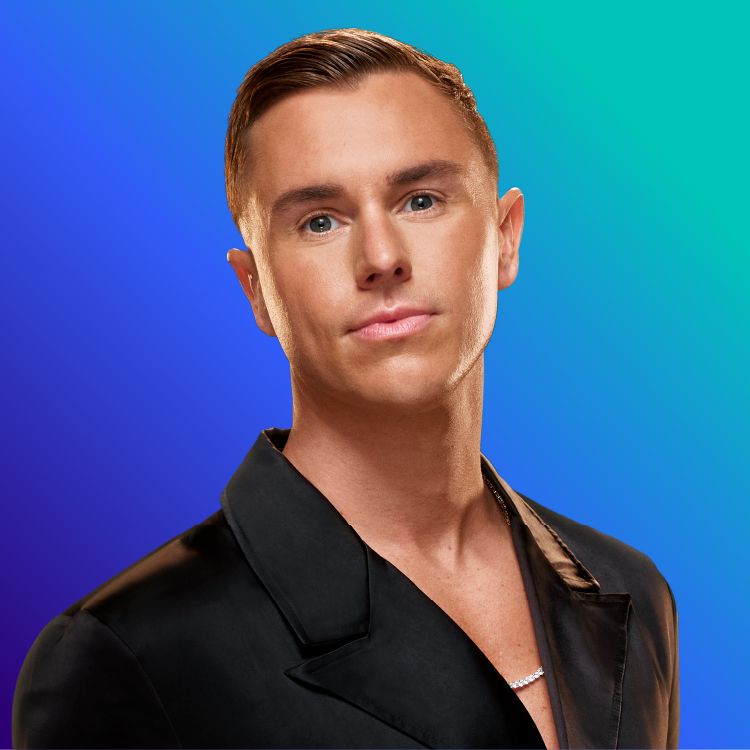 Headshot of TJ Dinch on blue to green gradient background
