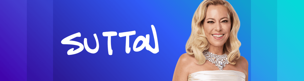 Shop Sutton Logo on blue gradient background header