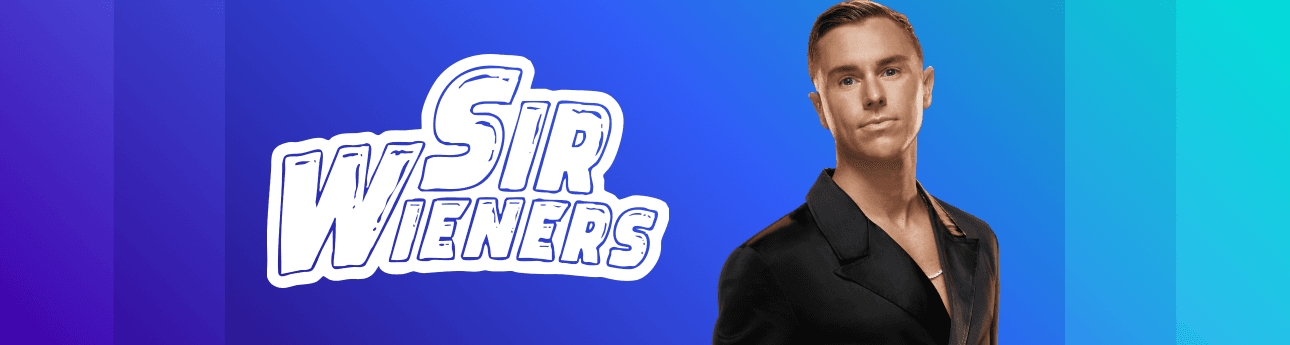Shop Sir Weiners Logo on blue gradient background header