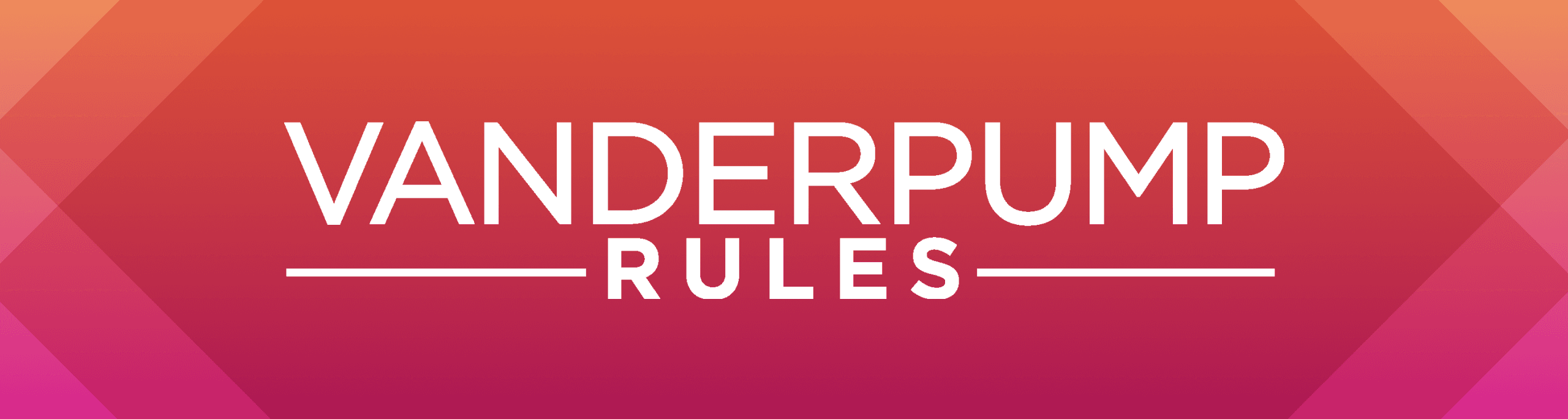 Shop Vanderpump Rules Logo on orange gradient background header