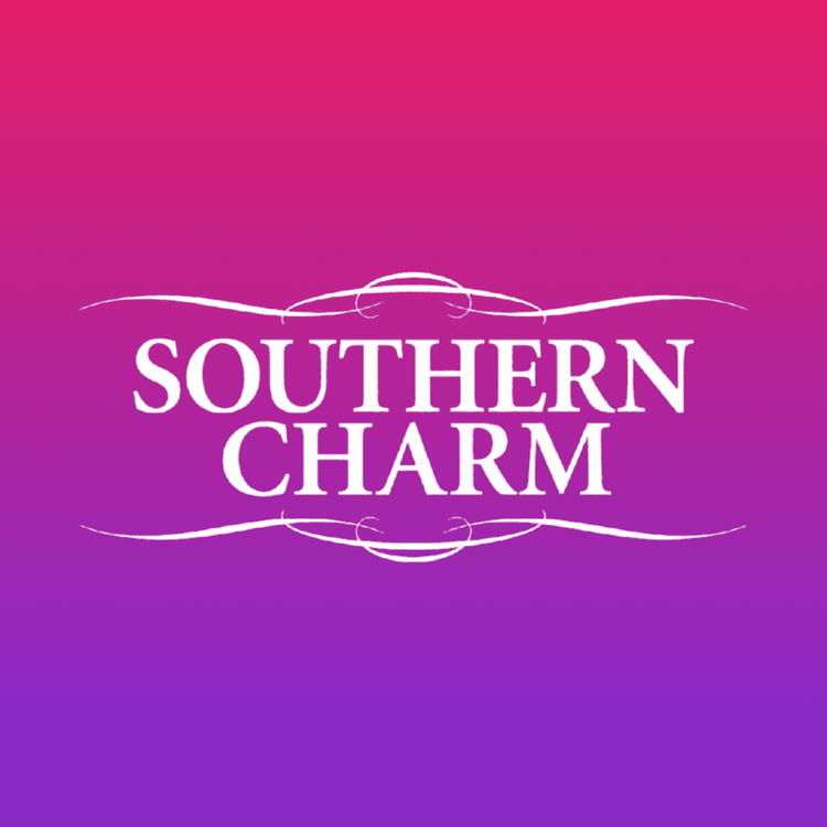 Southern Charm logo on pink-purple gradient.