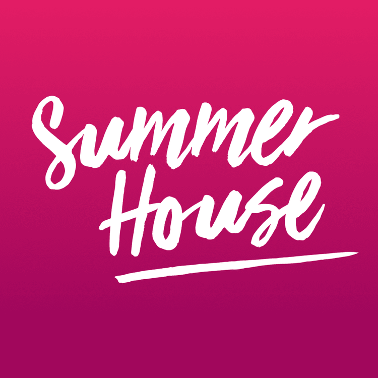 Summer House handwritten logo on magenta gradient.